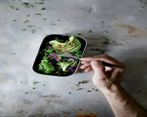 A person preparing a balanced lunch box for work
